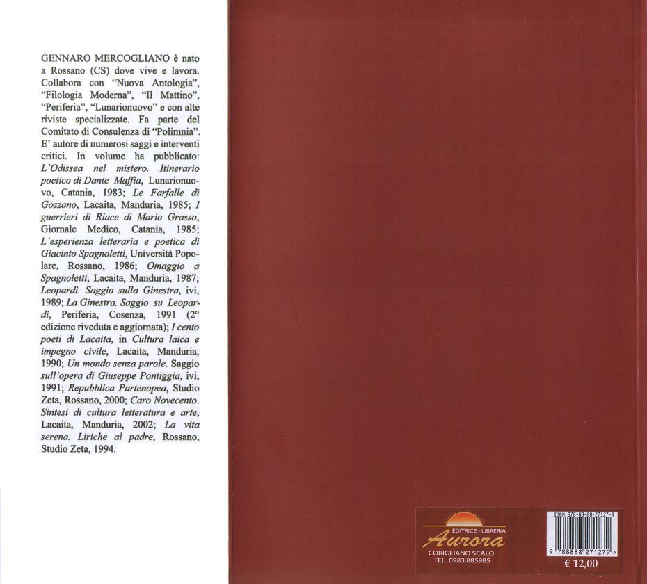 Libro "Alvaro negli Anni" di Gennaro MERCOGLIANO - Editrice AURORA