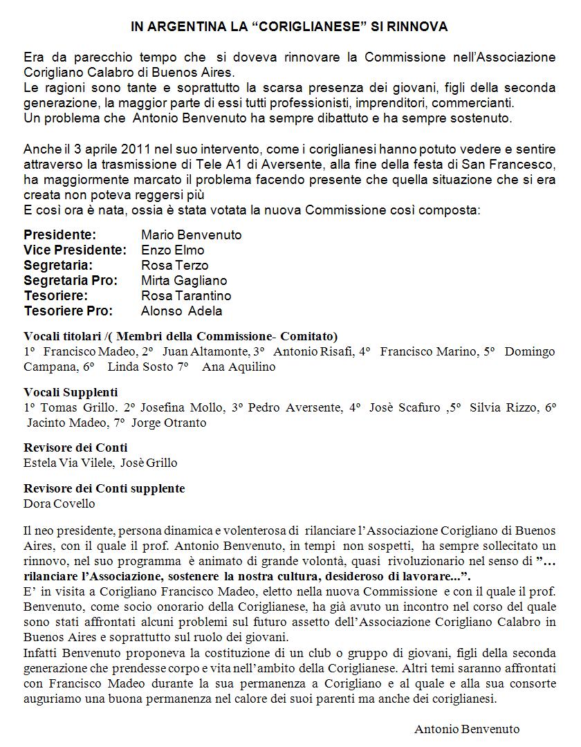 Comunicato giugno 2011 - Sibariti nel Mondo